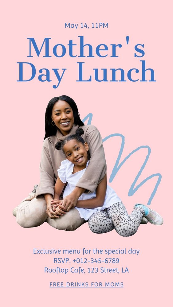 Mother's day lunch Instagram story template, editable text