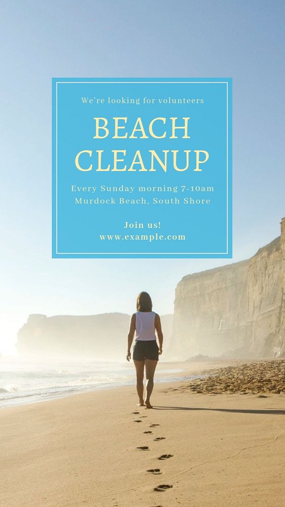 Beach cleanup Instagram story template, editable text