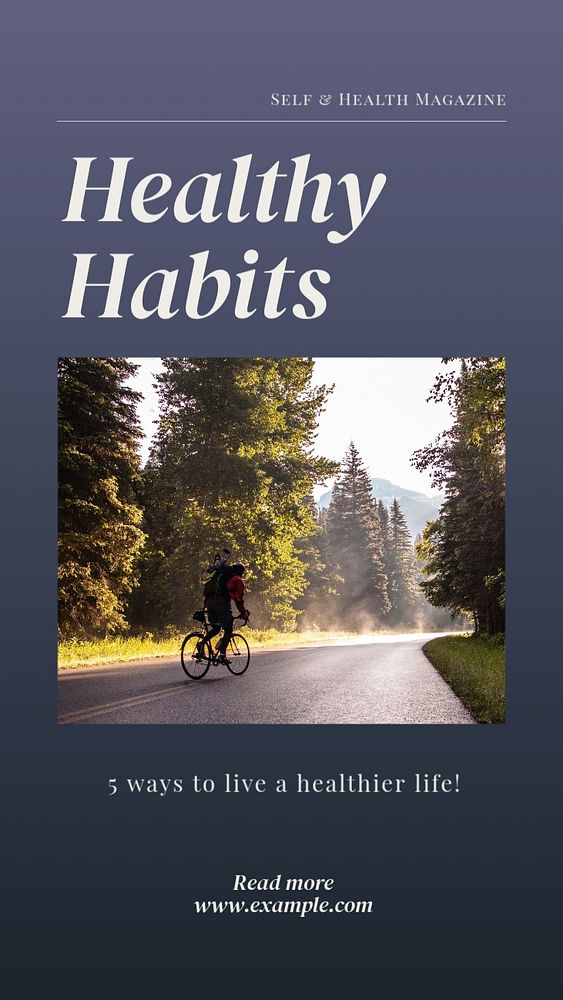 Healthy habits  Instagram story template, editable text