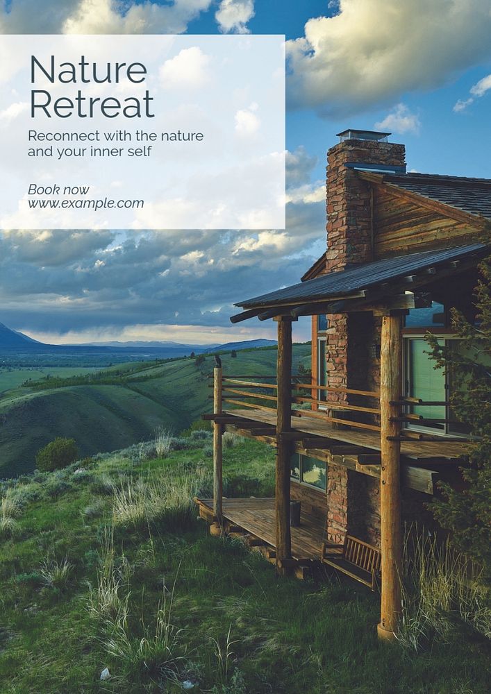 Nature retreat  poster template, editable text and design