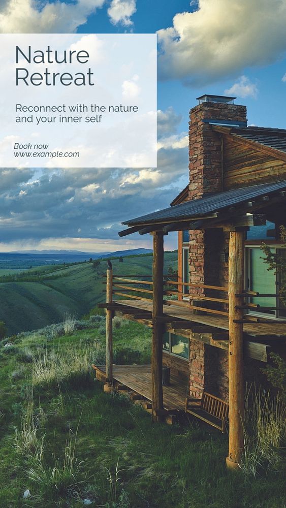 Nature retreat  Instagram story template, editable text