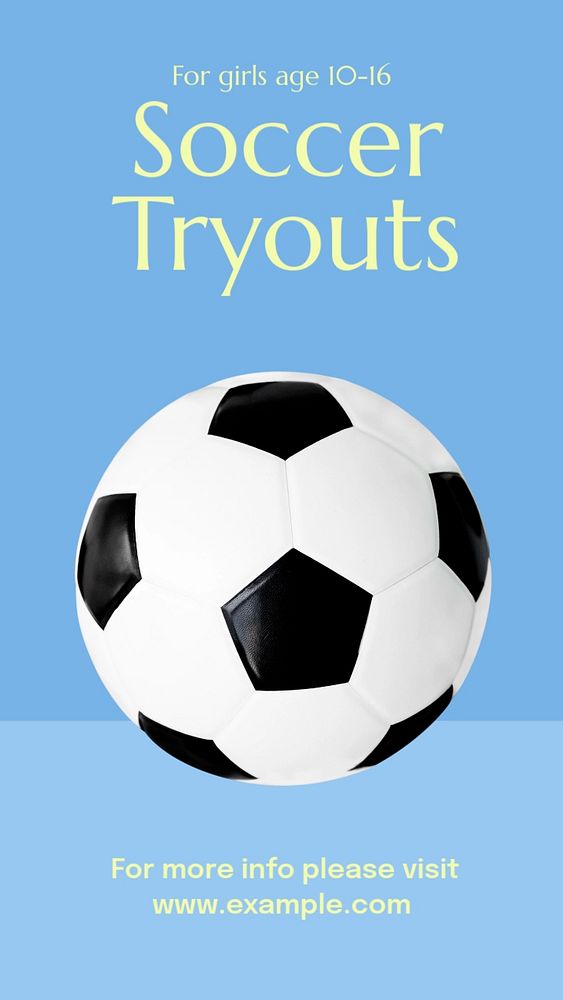 Soccer tryouts  Instagram story template, editable text