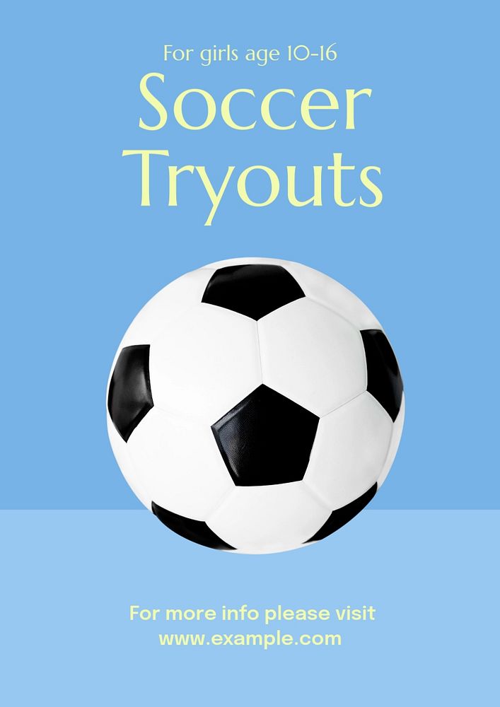 Soccer tryouts  poster template, editable text and design