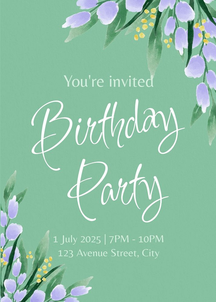 Birthday party template, editable design