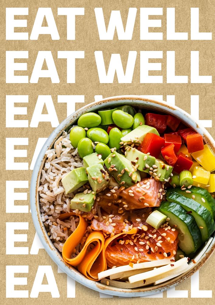 Eat well  poster template, editable text and design