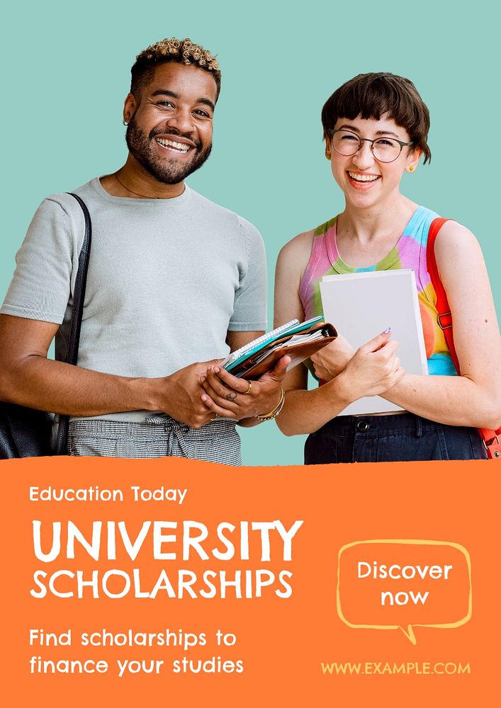 University scholarship poster template, editable text and design