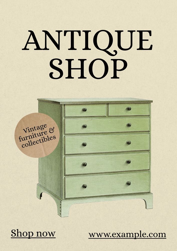 Antique shop  poster template, editable text and design