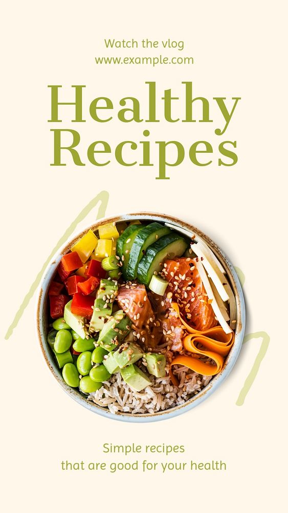 Healthy recipes  Instagram story template, editable text