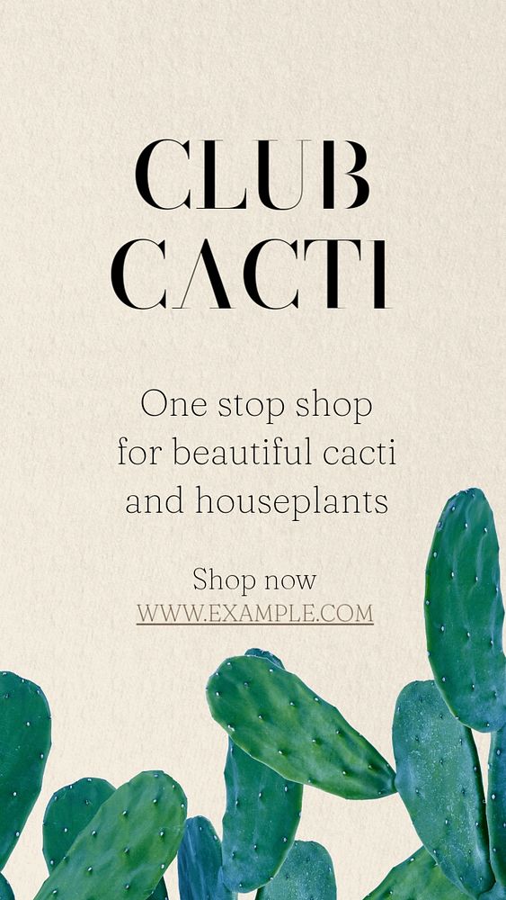 Club Cacti  Instagram story template, editable text