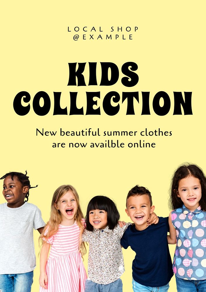 Kids collection  poster template, editable text and design