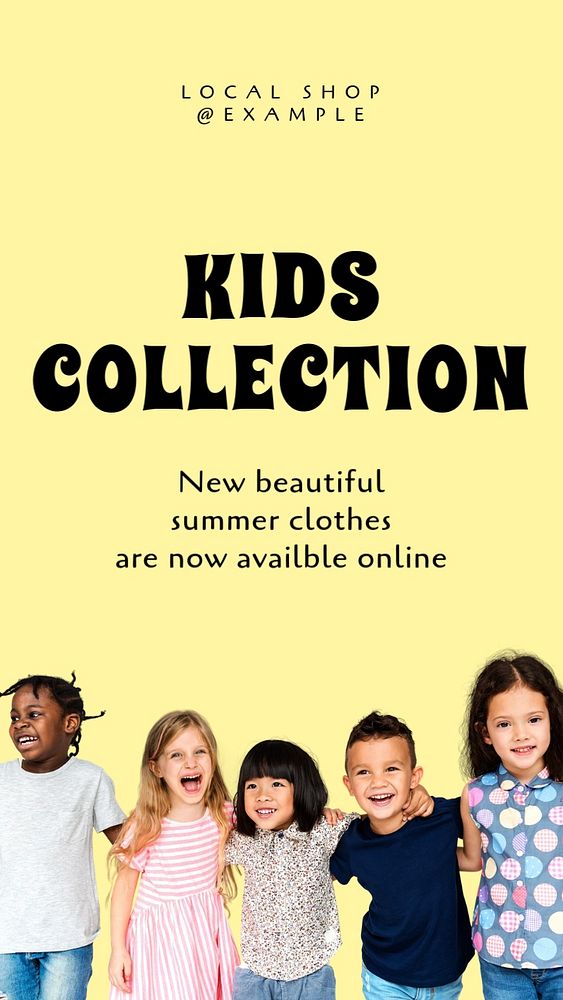 Kids collection  Instagram story template, editable text