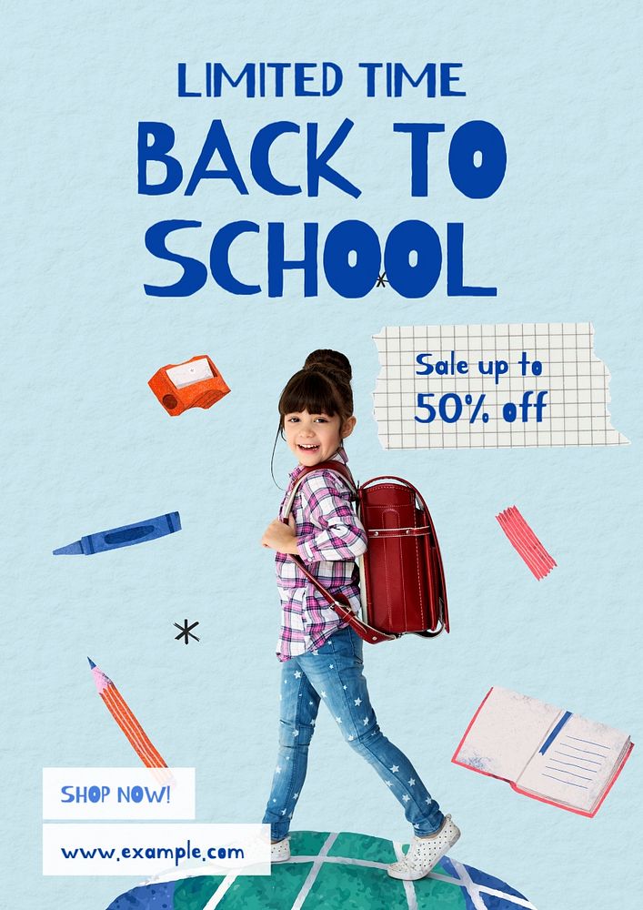 Back to school poster template, editable text and design