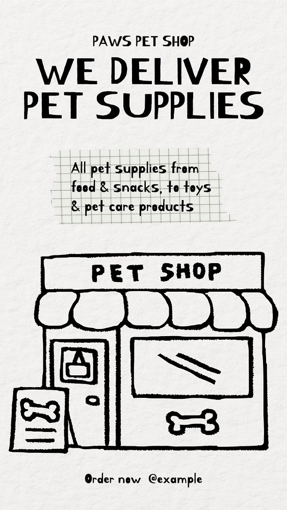 Pet shop delivery Instagram story template, editable text