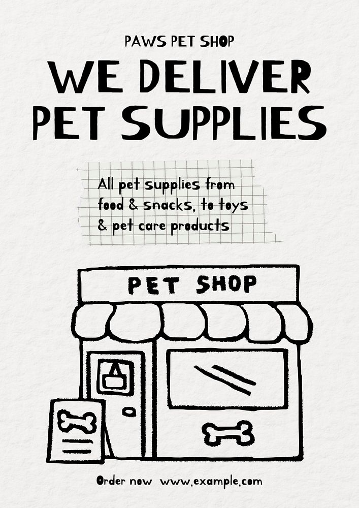 Pet shop delivery poster template, editable text and design