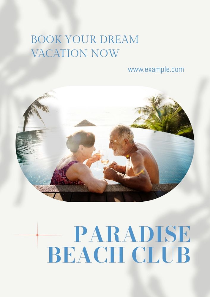 Paradise beach club  poster template, editable text and design