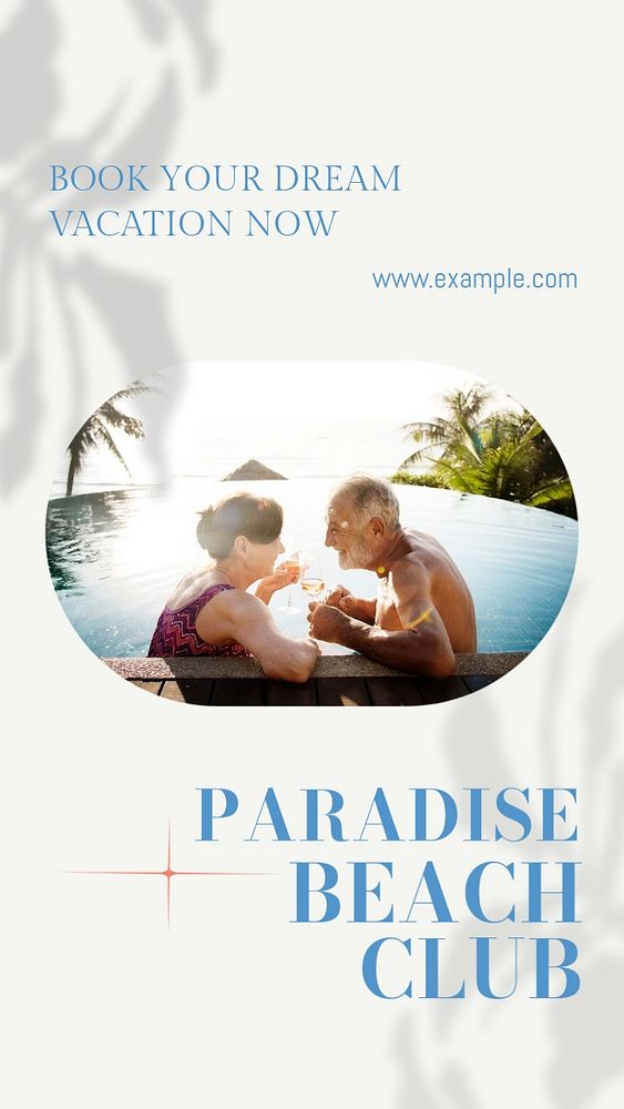 Paradise beach club  Instagram story template, editable text