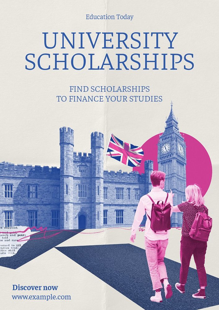 University scholarship poster template, editable text and design