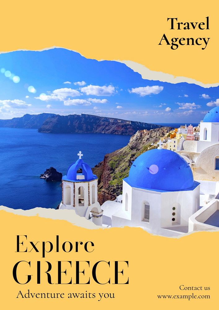 Explore Greece  poster template, editable text and design