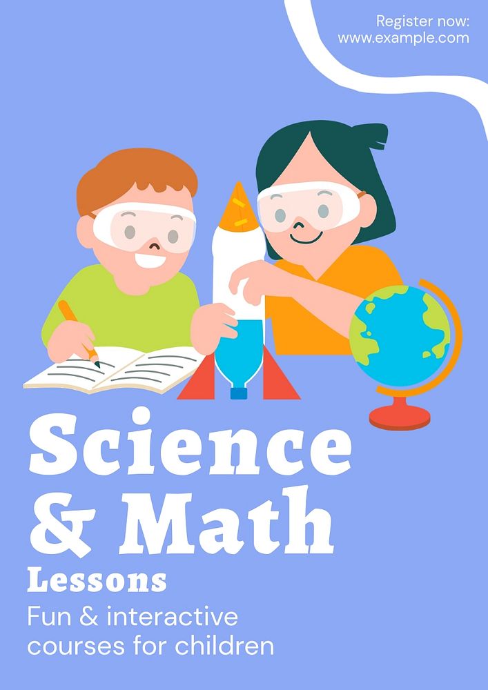 Science & math lessons  poster template, editable text and design