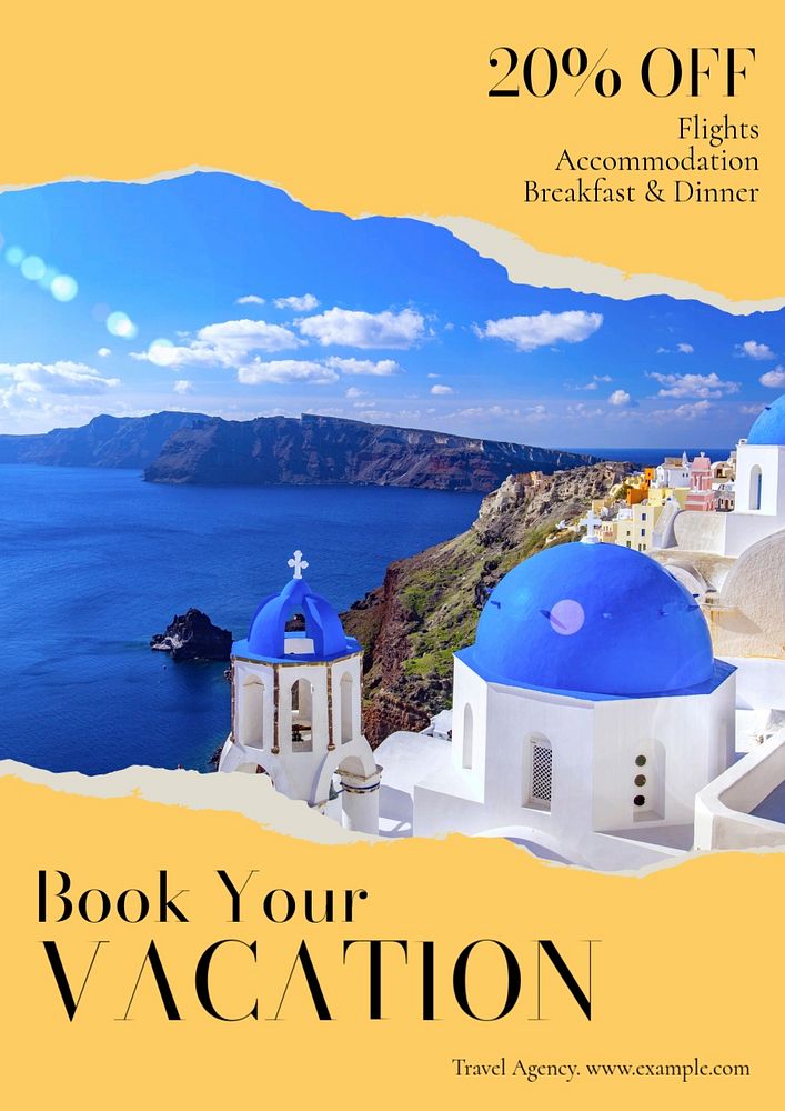 Book your vacation  poster template, editable text and design