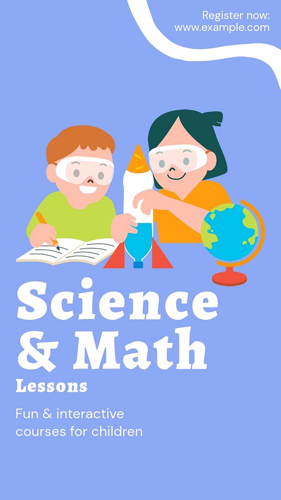 Science & math lessons  Instagram story template, editable text