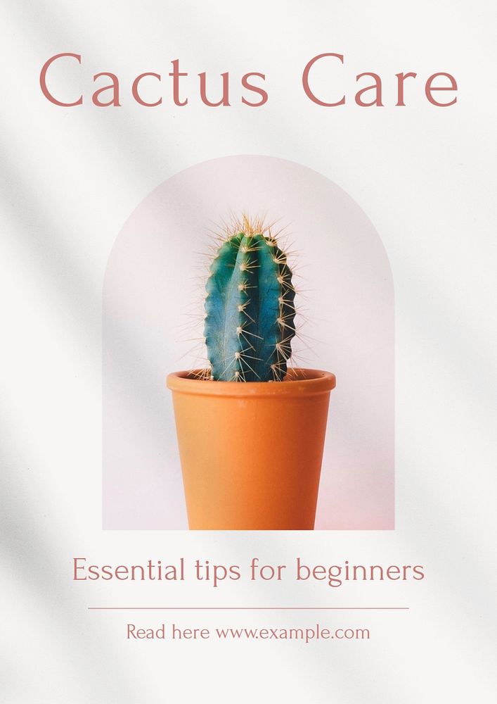 Cactus care  poster template, editable text and design