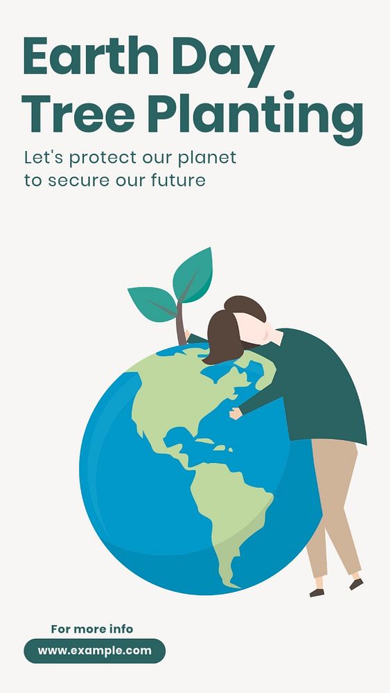 Earth day & tree  Instagram story template, editable text