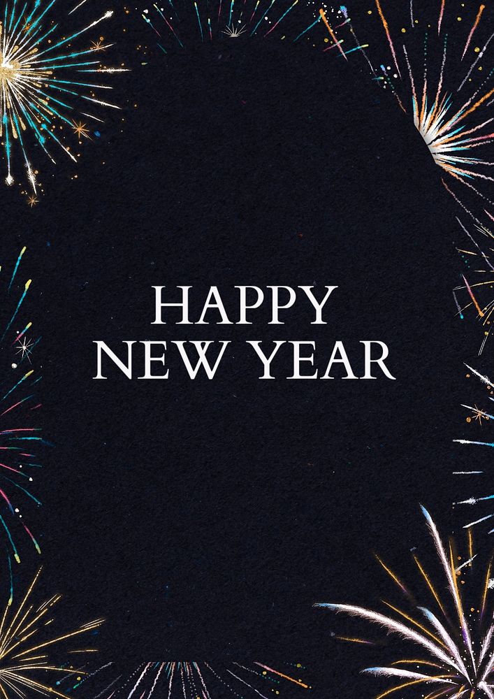 Happy New Year poster template, editable text and design