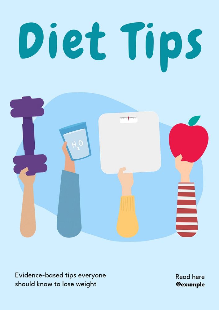 Diet tips  poster template, editable text and design