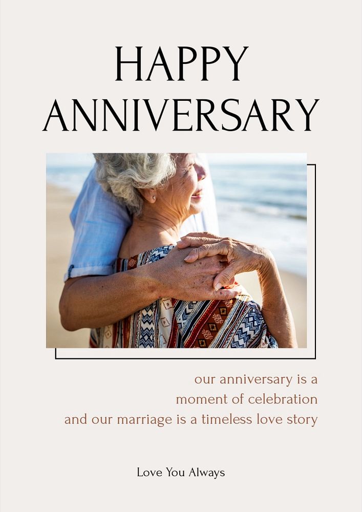 Happy Anniversary  poster template, editable text and design