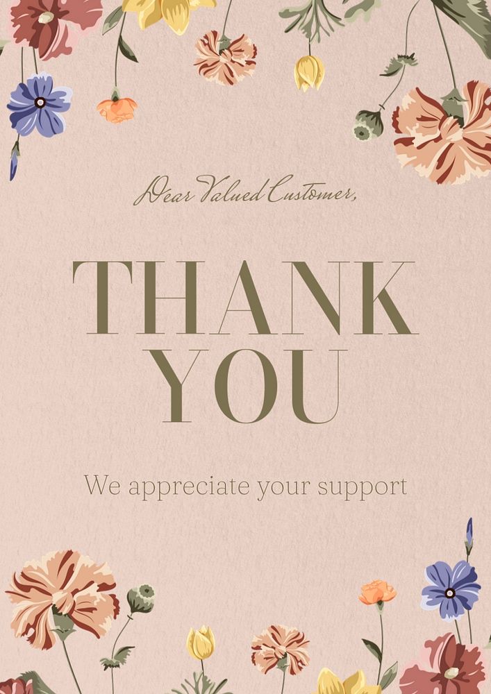 Thank you customer  poster template, editable text and design