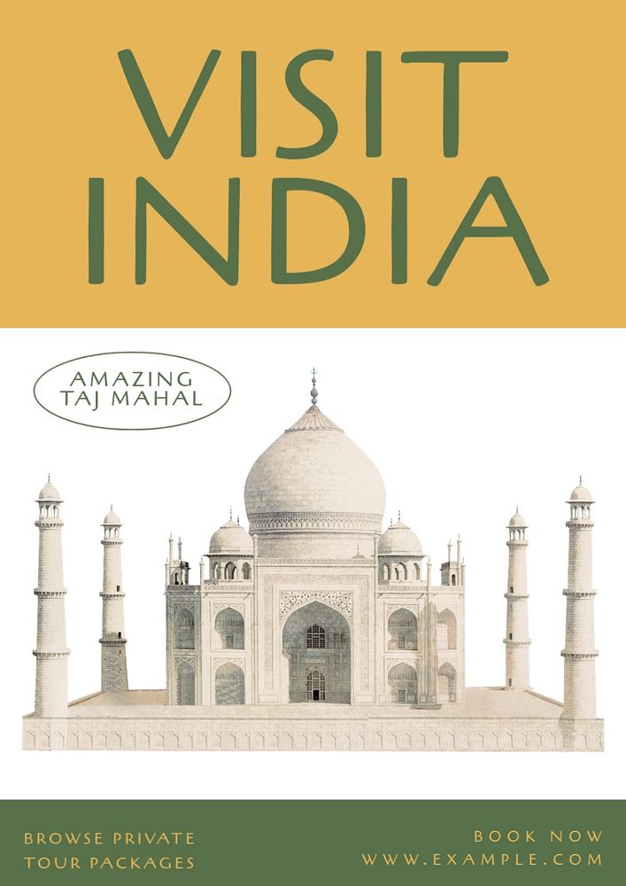 Visit India  poster template, editable text and design