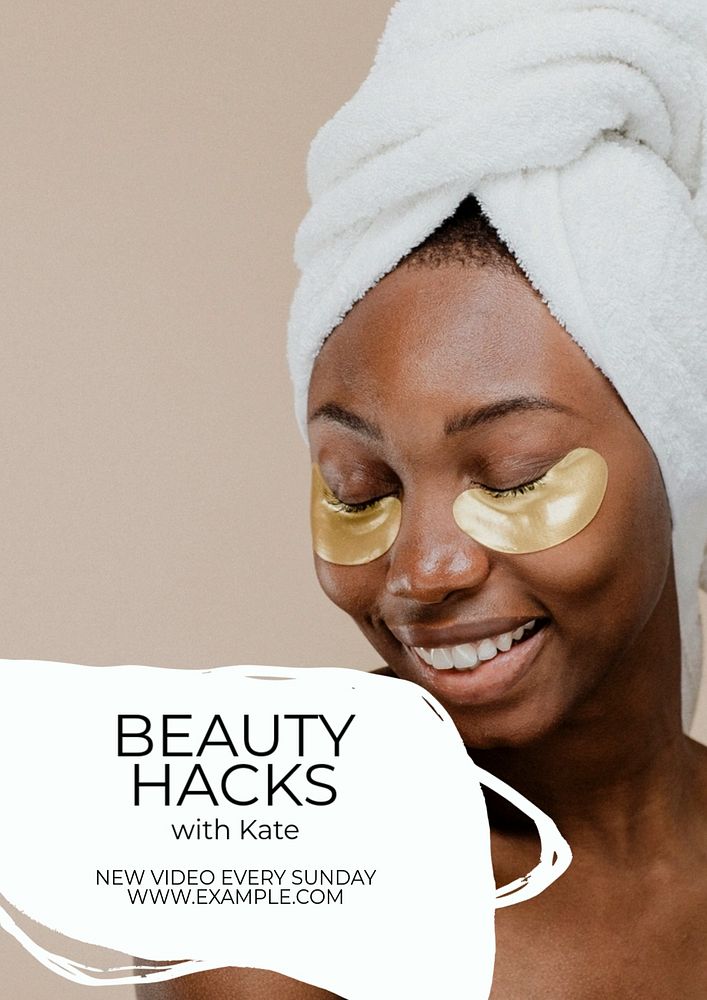 Beauty hacks  poster template, editable text and design