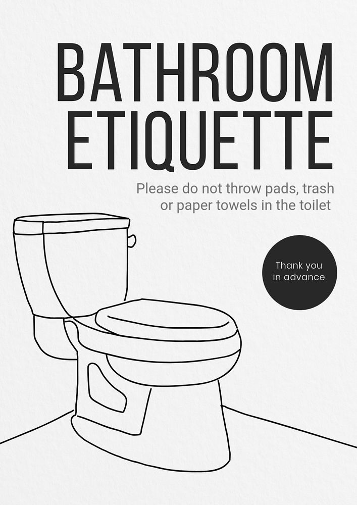 Bathroom etiquette  poster template, editable text and design