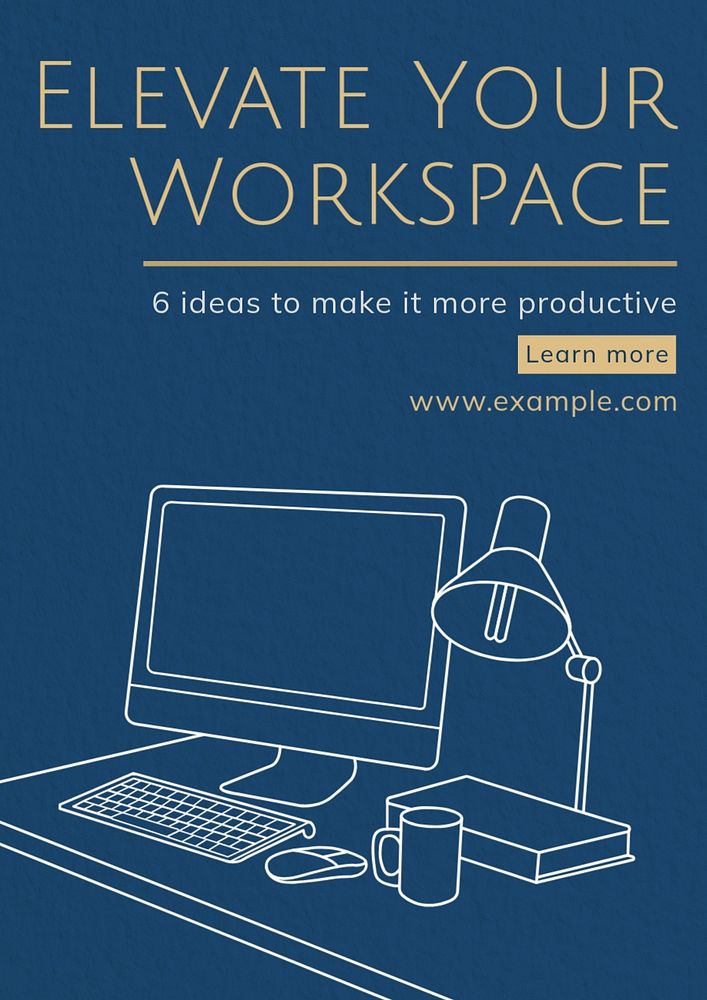 Productive workspace  poster template, editable text and design