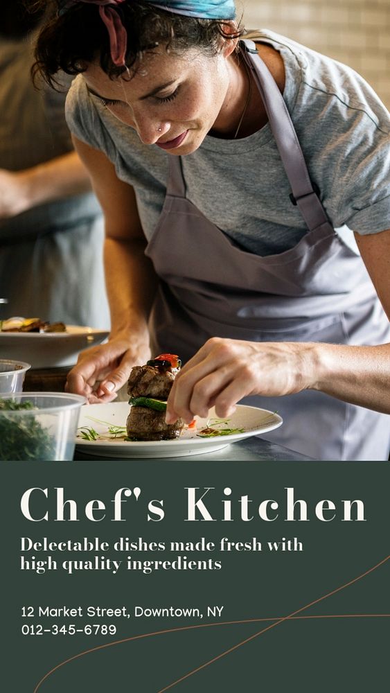 Chef's kitchen Instagram story template, editable text