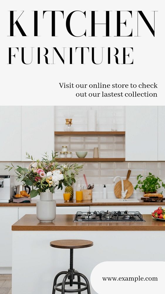 Kitchen furniture Instagram story template, editable text