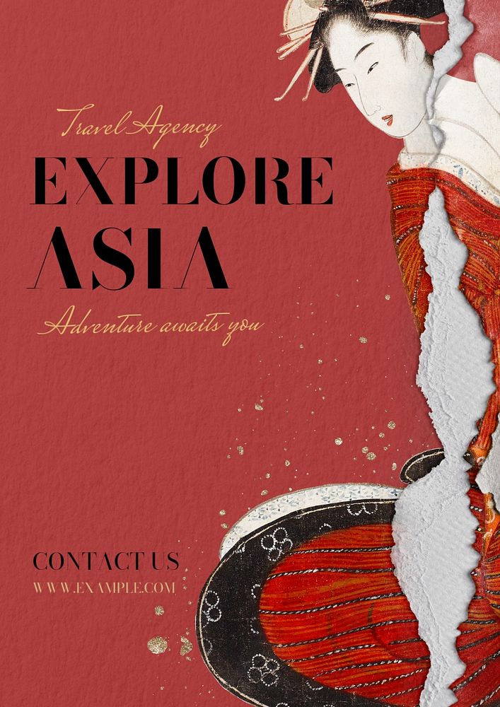 Explore Asia  poster template, editable text and design