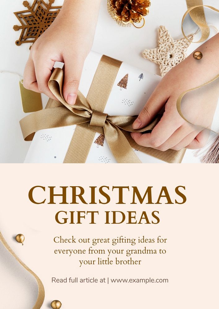 Christmas gift ideas poster template, editable text and design