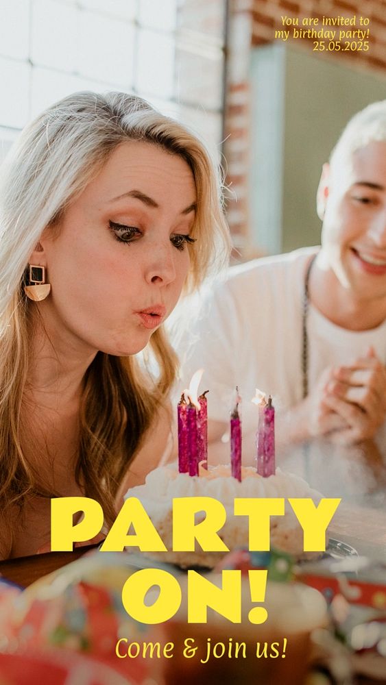 Party on Instagram story template, editable text