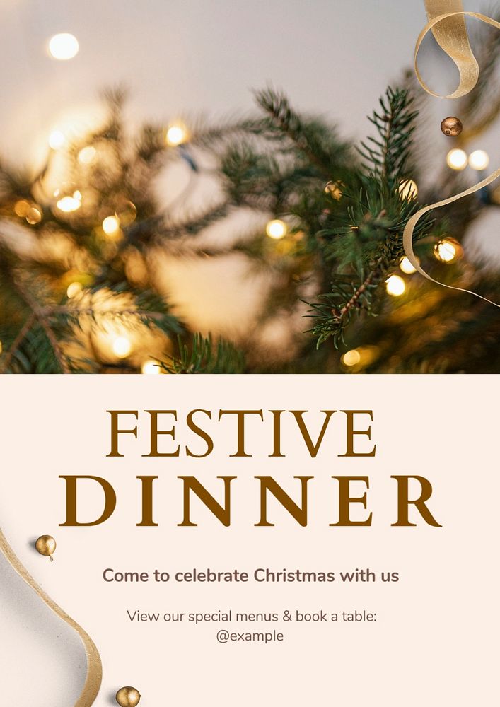 Christmas dinner poster template, editable text and design