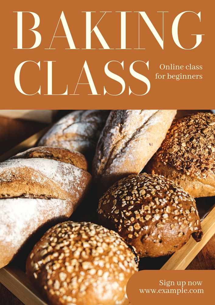 Baking class  poster template, editable text and design