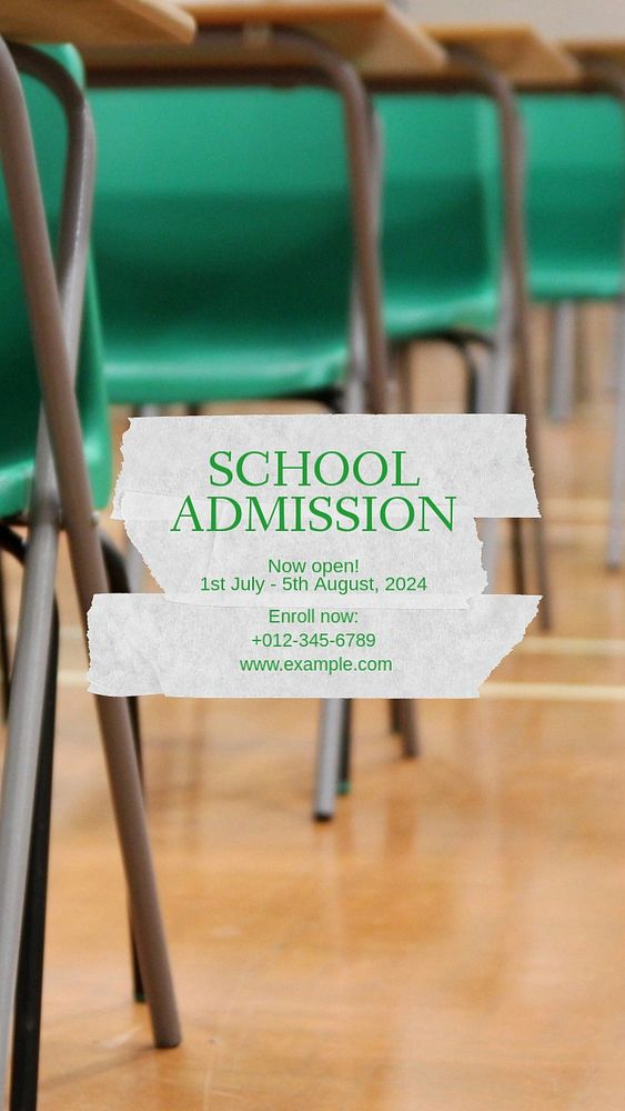 School admission  Instagram story template, editable text