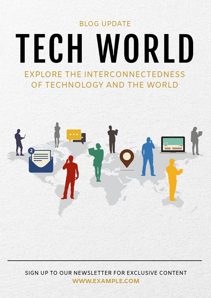 Tech world  poster template, editable text and design