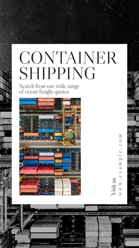 Container shipping  Instagram story template, editable text