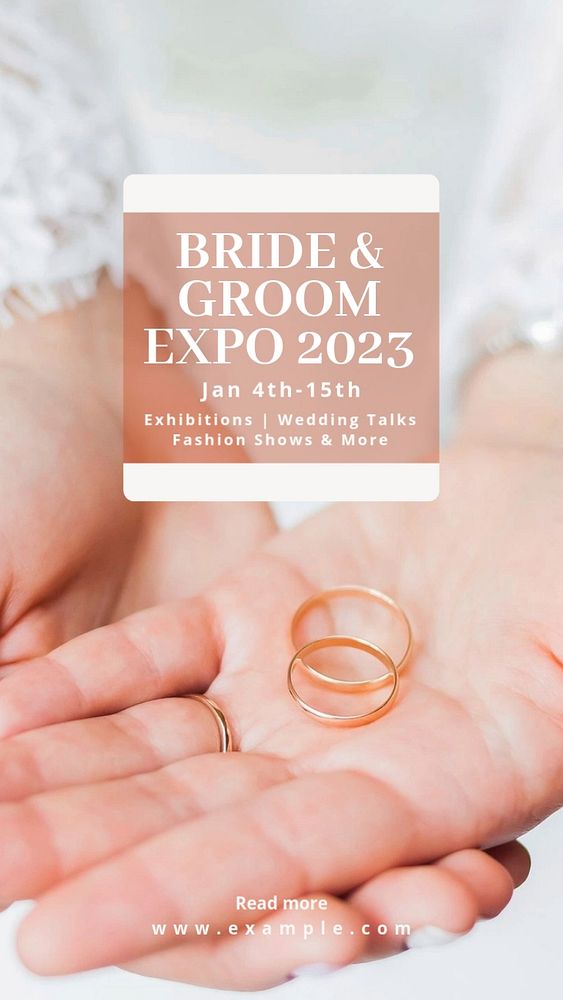 Bride & groom expo  Instagram story template, editable text