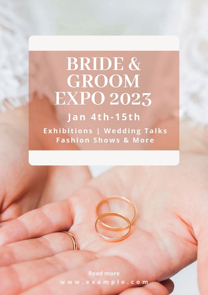 Bride & groom expo  poster template, editable text and design