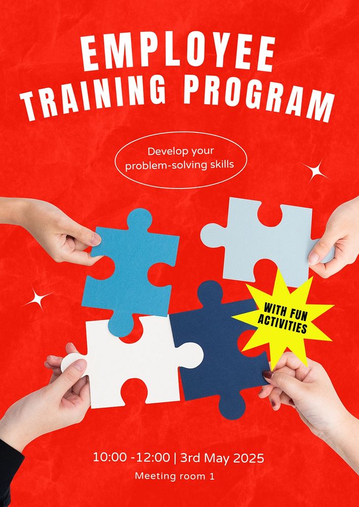 Training program  poster template, editable text and design