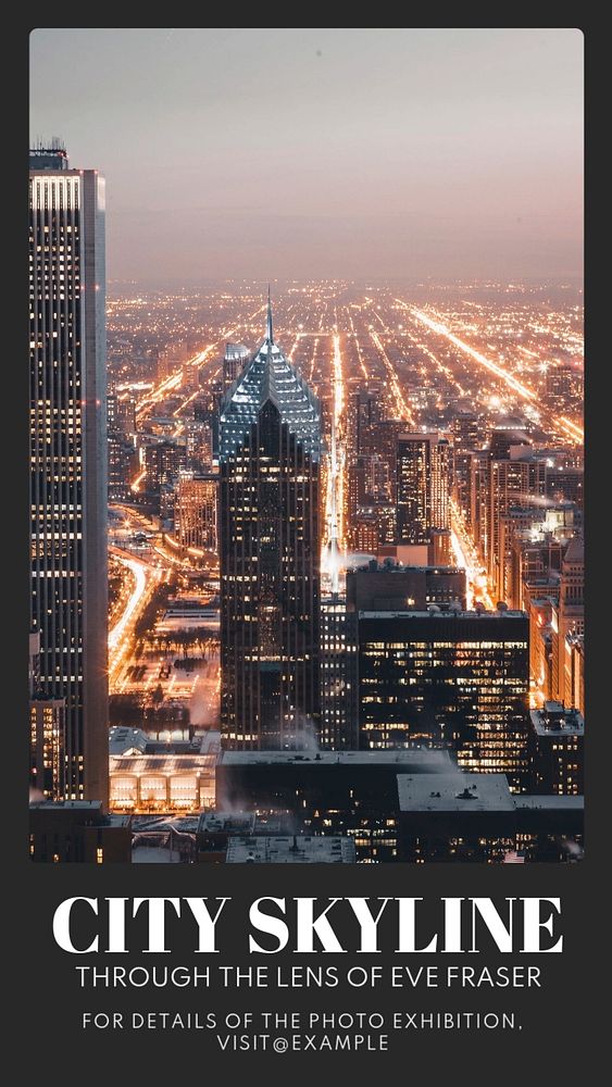 City skyline  Instagram story template, editable text