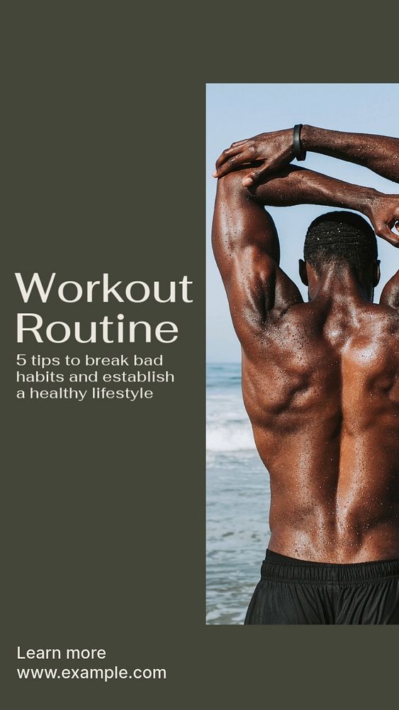 Workout routine  Instagram story template, editable text